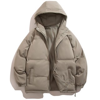 寬鬆加厚保暖連帽棉衣外套，男士冬季新款棉服