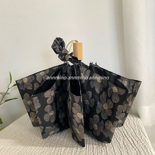annmino原創 日向菊雨傘自動晴雨兩用女黑膠遮陽三折防曬傘太陽傘