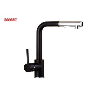 抽出式360度旋轉水龍頭/流理台/抽拉式水龍頭/伸縮廚房龍頭/花灑蓮蓬頭 廚房抽拉式黑色水龍頭, 1個