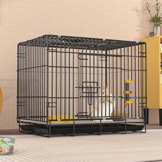 兔子籠子家用摺疊室內養兔易清糞戶外攜帶便捷垂耳兔加密兔籠貓籠, 1個, 黑色60單層2.0加密【60.5*42*50】:籠子+托盤