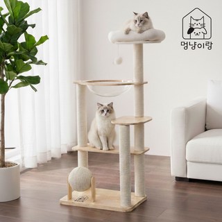 멍냥이랑 원목 대형 4단 클라우드업 캣타워, 1개