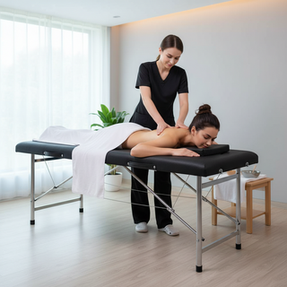 살림단짝 마사지 침대 접이식 마사지베드, 블랙(높이조절형)