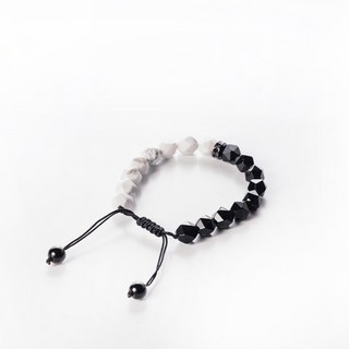 Montagne 編織白松石黑曜石手鍊，能量平衡，時尚編織設計，守護個人氣場，提升專注力