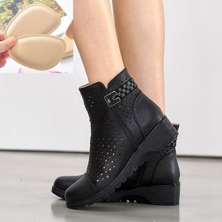 비비루 발볼넓은 푹신한 여자 여름 통굽부츠 4CM 소가죽 펀칭신발