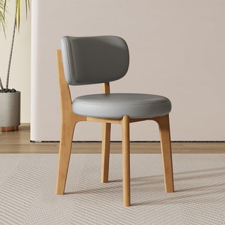 北歐現代簡約實木餐椅：意式輕奢設計師靠背椅，小戶型家用餐廳書桌椅, 1個, 原木色加深灰貓爪皮(自己安裝）, 原木色加深灰貓爪皮(自己安裝）