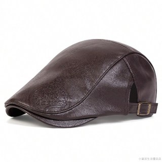 桃園出貨 皮帽子帽子PU皮男士中老年人秋冬季前進保暖貝雷帽戶外鴨舌帽