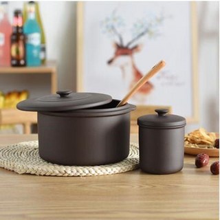 生活日記 瓦罐燉盅 陶瓷小瓦罐 煲湯罐 煨湯罐 耐高溫陶瓷隔水燉 家用燉盅, 1個, 黑紫砂蓋子,0.35L