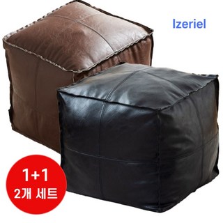 1+1 행사 프리미엄 리클라이너 발받침 인조가죽 퀄팅 발받침 인스타감성 북유럽풍 스툴 헌옷 수납스툴, 코코아+블랙, 2개