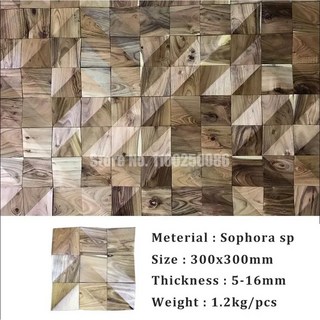 천연 솔리드 우드 모자이크 배경 3D 목재 어쿠스틱 디퓨저 패널 모자이크 타일 호텔 뮤직 바 커피숍 벽 장식, 1pcs 30x30cm, D-Sophora sp, 1개