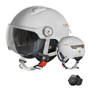 JODDA 오토바이 헬멧 3C 헬멧 안전모 자외선 차단 아동, 이중/짧다/회색