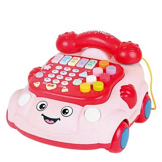 電話玩具車 音樂故事打地鼠 聲光早教益智學習 兒童玩具, 紅色, 1個