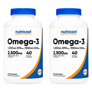 뉴트리코스트 오메가-3 2500mg 120소프트젤 2병, 2개, 120정