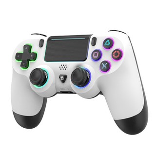 DATA FROG 블루투스 호환 엘리트 무선 게임 컨트롤러 (PS4/PC/iOS/Android 지원 듀얼 진동 조이스틱), 1개, 흰색, P03