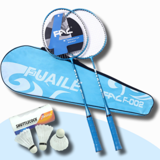 시옷모먼트 입문자용 가벼운 배드민턴 라켓 셔틀콕 세트 + 전용 라켓백, 1세트, 블루라켓 2P