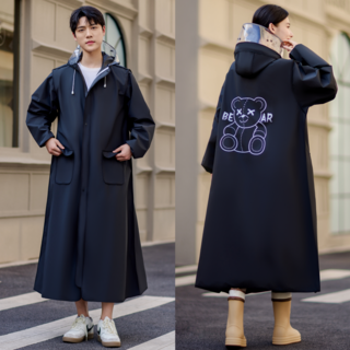 NY20 비완벽 차단 고탄력 투명챙 길고 베이직한 오버핏 레인코트 다회용 EVA커플우의