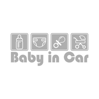 BABY IN CAR 汽車貼紙 反光貼紙 透明底貼紙 可愛寶寶圖案, 13, 1個