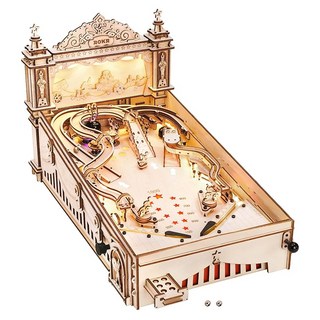 ROKR 3D 핀볼 머신 본격 DIY 키트 혁신적인 실내 놀이기구 빈티지 게임기 목제 입체 퍼즐 STEM 지육 장난감 창조력 집중력 향상 아이들과 어른을 위한 여가 시간 완구 상품 자유 연구 선물 인테리어 장식 가정용 상업용 EG0, 상세페이지 참조, 상세페이지 참조, 1개