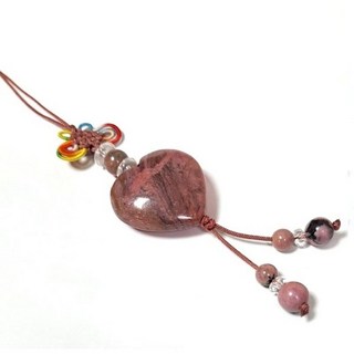 天然玫瑰石大愛心掛飾, 1個