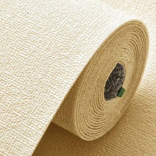 Fowod 린넨 벽지 자체 접착 방수 방습 곰팡이 방지 벽지 벽지 리노베이션 벽 스티커 길이 10m 20m, 노란색