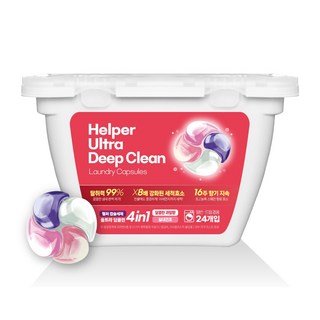 헬퍼 4in1 캡슐세제 울트라 딥클린 고농축 세탁세제 실내건조 드럼 일반 겸용 달콤한 과일향, 1개, 24개입