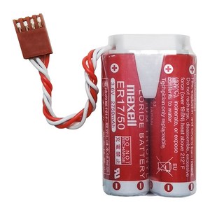 MAXELL川崎機器人ER1750電池MD500N 50750-1018萬勝ER17/50電池3.6v, 1個, ER17/50並聯帶JAE四孔插頭