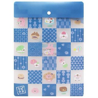 卡娜赫拉的小動物 直式文件袋 A4資料袋 文件夾 扣式收納袋 兔兔P助, 藍色, 1個