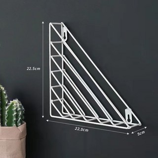 熱銷新品 北歐鐵藝壁掛裝飾架雜誌展示架簡約現代辦公室上墻資料收納置書架, 三角白色（2釘2粘鈎）