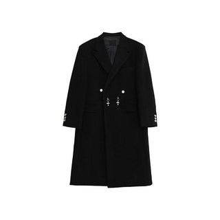 灰色雙排扣中長款寬鬆保暖毛呢大衣風衣外套