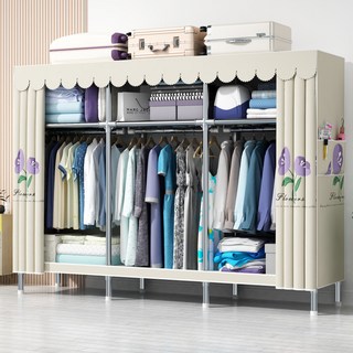 혜신 철제 스탠드 시스템 드레스룸 드레스룸 대용량 수납 다용도 옷장 가정용 간이옷장, C