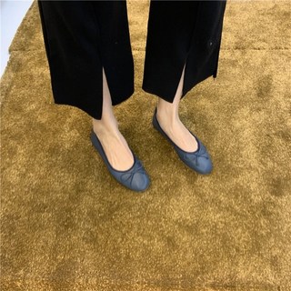 蝴蝶結娃娃鞋 平底鞋 莫蘭迪色 圓頭修身顯瘦, 孔雀藍,37