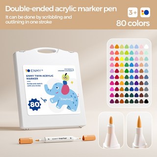 ENMY 恩米 雙頭丙烯馬克筆 - 塗鴉筆 麥克筆 彩色筆 畫圖筆 - 苗栗現貨&含發票, 1個, 80色-雙頭丙烯筆(英文外貿), 80色