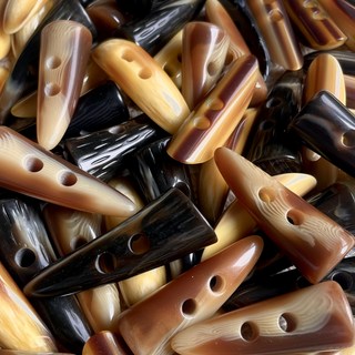 牛角鈕扣6入組 - 大衣鈕扣 仿牛角 外套毛衣風衣鈕扣 DIY縫紉毛線裝飾材料, 黑, 6個