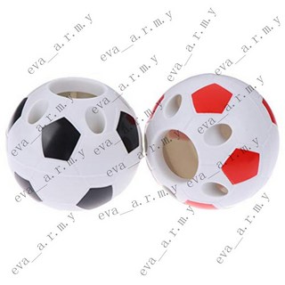 創意圓形足球筆筒 多功能學生寢室桌麵文具辦公室筆筒 桌上小擺件 置物收納盒, 1個, 黑色1個+紅色1個