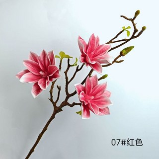 新中式福星玉蘭仿真花 餐廳臥室客廳酒店高檔攝影道具用花EVA仿真花永生花人造花乾燥花永不凋零拍照道具假花裝飾居家裝飾, 6#紅色