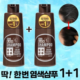 지디에스 딱한번 염색샴푸 프리미엄300 흑갈색(다크브라운) 2통 흰머리 새치 커버 블랙모 샴푸, 1개