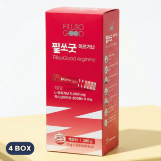 고함량 L 아르기닌 5000mg 시트룰린 오르니틴 항산화 에너지 부스터 액상스틱 필쏘굿, 4박스, 14회분