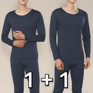 1+1 블루핀 남성용 겨울 따뜻한 발열 초극세사 기모내의 상하 세트 2P