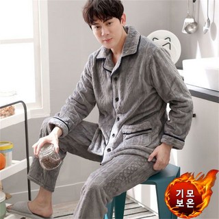 겨울 남성 긴팔 도톰 기모 잠옷 투피스 wxy