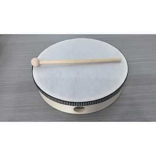 實木框合成皮鈴鼓 兒童成人打擊樂器, 1個, 合成皮帶鼓棒-8吋