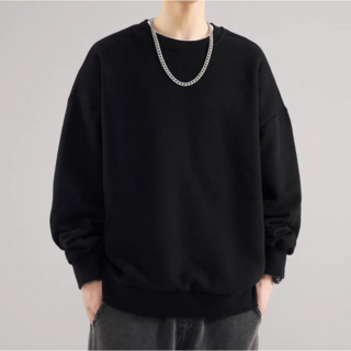 【台灣現貨】真純棉580G高磅大學T 美式寬鬆Oversize圓領衛衣 男女同款素面打底衫