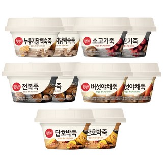 (상온)[비비고]죽267g10종세트/누룽지닭백숙2 전복2 버섯야채2 소고기2 단호박2, 1세트, 2.8kg