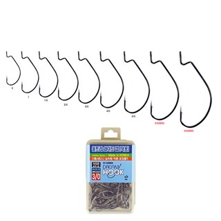 국산 와이드갭 훅 대용량 케이스포함 덕용 광어다운샷 배스낚시 하이카본소재, 1세트, 45개입