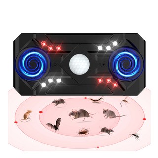 강력한 초음파 쥐 퇴치기/해충 퇴치기 300제곱미터 커버 (가정/사무실/창고용) 360도 박쥐 지네 바퀴벌레 개미 모기 퇴치, H788(블랙)