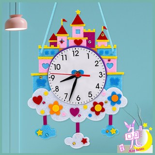 兔子小姐 可開收據 時鐘DIY 不織布時鐘 DIY手作貼畫 兒童勞作 幼稚園 美勞材料包 夏令營 團體活動, 城堡款