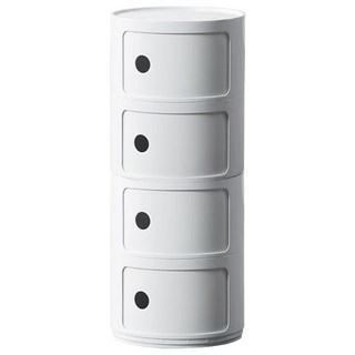 簡約圓筒造型斗櫃 多層收納櫃 床頭櫃 邊几 (多層收納、簡約設計、床頭適用), 白色, 4層