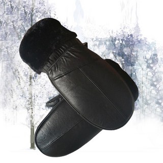 [마니판다]남성 방한 천연 양가죽 장갑 털 벙어리 가죽 장갑