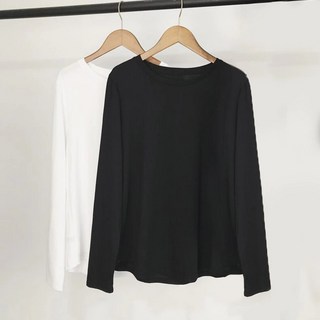 男女素T 長袖T恤 男 大尺碼衣服 圓領 素T SHIRT 男生上衣 內搭衣 男衛生衣, 黑色