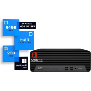 HP 프로데스크 400 G7 SFF 데스크탑 PC 10세대 인텔 i532GB DDR4 메모리1TB SSDUSB 3.2윈도우 11 프로MS 오피스 20194K HD 지원DVDHD, RAM：64GB/SSD:2TB