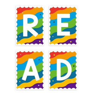 番茄書屋 英文READ字母海報 兒童書房閱讀角裝飾海報 雙語機構布置環創A4大卡, READ【4張字母海報】