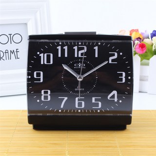 桌面鬧鐘 簡約靜音夜光 學生床頭臥室夜燈鬧鈴 老人專用大字時鐘, 黑色